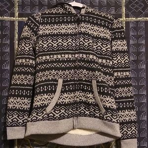 Sonoma Sherpa lined gray and black zip up hoodie